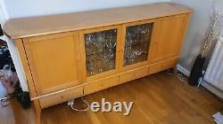 Large oak sideboard, used, 2 glass doors, 2 wood doors, glass shelves, 4 drawers