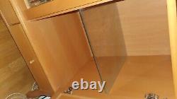 Large oak sideboard, used, 2 glass doors, 2 wood doors, glass shelves, 4 drawers