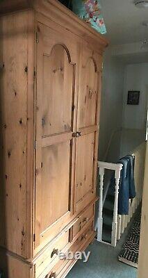 Large pine wardrobe 2.1m X 1.2m twin doors with three drawers