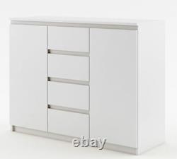 Large sideboard cabinet white CLEO 2 doors 4 drawers 2 shelves