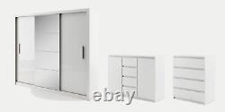 Large sideboard cabinet white CLEO 2 doors 4 drawers 2 shelves