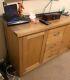 Large solid oak sideboard with 3 drawers and 2 doors