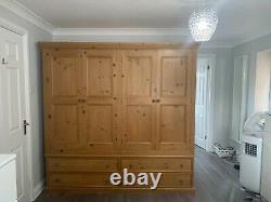 Large solid pine handmade wardrobe 4 doors 4 drawers upcycle project renovate