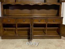 Large vintage Jaycee Old Charm oak glazed dresser wall unit display cabinet