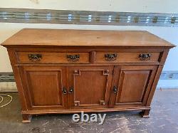 Large vintage oak sideboard 3 doors 2 large drawers brass handles