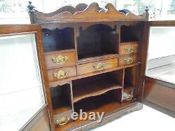 Large vintage oak smokers cabinet bevelled glass doors, 7 drawers jewellery huge