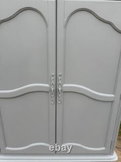 Laura Ashley Wardrobe French Style Solid Wood in Grey Large 2 Door 3 Drawer
