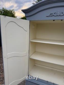 Laura Ashley Wardrobe French Style Solid Wood in Grey Large 2 Door 3 Drawer
