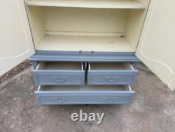 Laura Ashley Wardrobe French Style Solid Wood in Grey Large 2 Door 3 Drawer