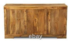 Light Mango Wood Large 3 Drawer Sideboard (h24l)
