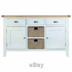 Lighthouse Oak Top Large 2 Door 3 Drawer Sideboard White Wood Home Furniture