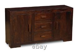 Living Room Furniture Dark Mango Wood Large 3 Drawer Sideboard (h24d)