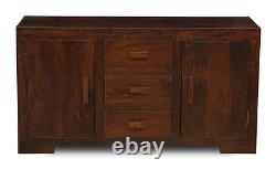 Living Room Furniture Dark Mango Wood Large 3 Drawer Sideboard (h24d)