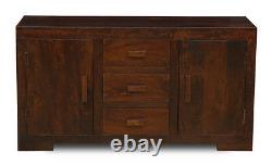 Living Room Furniture Dark Mango Wood Large 3 Drawer Sideboard (h24d)