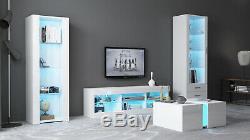 Living Room Set Matt Body & Gloss Doors TV Unit Display Cabinet Cupboard RGB LED
