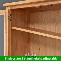 London Oak Display Cabinet Double 2 Door Drawers Large Tall Glazed Unit UK53