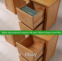 London Oak Large Pedestal Home Office Desk 3 Drawers 1 Door Cupboard UK50