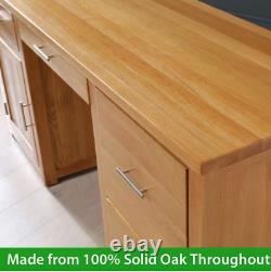 London Oak Large Pedestal Home Office Desk 3 Drawers 1 Door Cupboard UK50