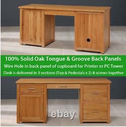 London Oak Large Pedestal Home Office Desk 3 Drawers 1 Door Cupboard UK50