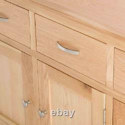 London Oak Large Sideboard Cabinet Light 3 Door Solid Wooden Storage Cupboards