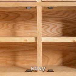 London Oak Large Sideboard Cabinet Light 3 Door Solid Wooden Storage Cupboards