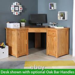 London Solid Oak Corner Home Office Desk Large 2 Doors Cupboard Drawers UK47