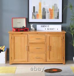 London Solid Oak Large Sideboard 3 Drawer 2 Door Wide Dining Storage UK19