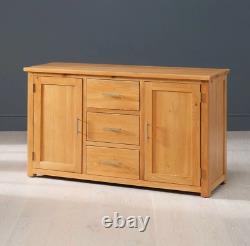 London Solid Oak Large Sideboard 3 Drawer 2 Door Wide Dining Storage UK19