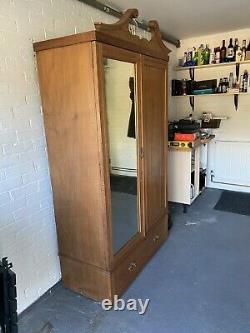 Lovely Edwardian Wardrobe with Mirrored Door And Large Storage Drawer