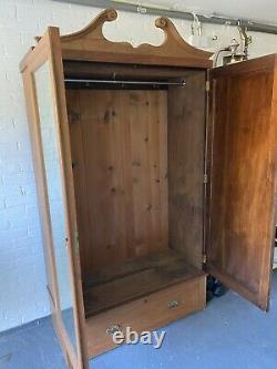 Lovely Edwardian Wardrobe with Mirrored Door And Large Storage Drawer