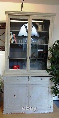 Lovely Very Large Wood Wooden Glazed Sliding Door French Dresser Bookcase Drawer