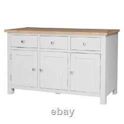 Lucerne Large Sideboard Oak White 3 Doors 3 Drawers