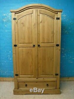 MEXICAN CORONA LARGE SOLID WOOD 2DOOR 1DRAWER WARDROBE H190 W102cm- more listed