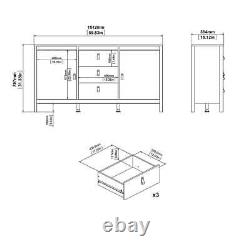 Madrid Large Wide Sideboard Buffet Unit 2 Doors + 3 Drawers in Matt Black