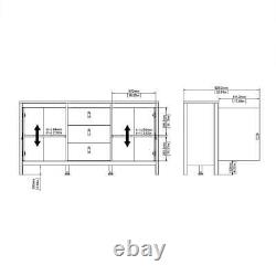 Madrid Large Wide Sideboard Buffet Unit 2 Doors + 3 Drawers in Matt Black