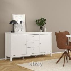 Madrid Large Wide Sideboard Buffet Unit 2 Doors + 3 Drawers in White