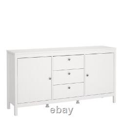 Madrid Large Wide Sideboard Buffet Unit 2 Doors + 3 Drawers in White