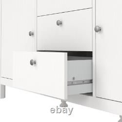 Madrid Large Wide Sideboard Buffet Unit 2 Doors + 3 Drawers in White