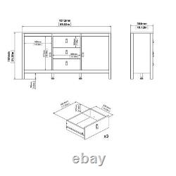 Madrid Large Wide Sideboard Buffet Unit 2 Doors + 3 Drawers in White