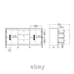 Madrid Large Wide Sideboard Buffet Unit 2 Doors + 3 Drawers in White