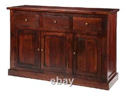 Mango Dark Large Sideboard 3 Drawer 3 Door Large Sideboard