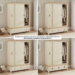 Marbury Cream Painted Large Double Wardrobe with 2 Sliding Doors & 3 Drawers