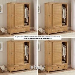 Marbury Oak Large Double Wardrobe with 2 Sliding Doors & 3 Drawers