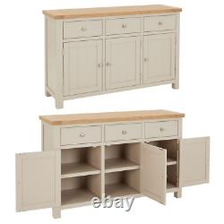Marbury Putty Grey Large 3 Drawer 3 Door Sideboard -SLIGHT SECONDS-PUT26-F195