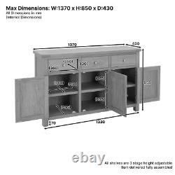 Marbury Putty Grey Large 3 Drawer 3 Door Sideboard -SLIGHT SECONDS-PUT26-F195