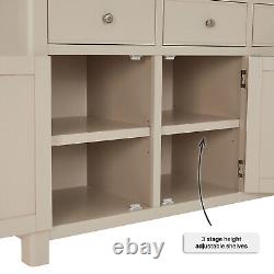 Marbury Putty Grey Painted Large 3 Drawer 3 Door Sideboard