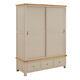 Marbury Putty Grey Painted Large Double Wardrobe with 2 Sliding Doors & 3 Drawer