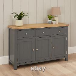 Marbury Slate Grey Painted Large 3 Drawer 3 Door Sideboard