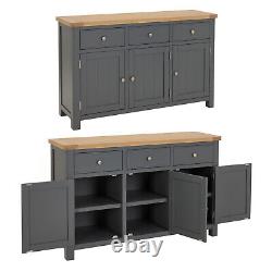 Marbury Slate Grey Painted Large 3 Drawer 3 Door Sideboard