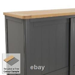 Marbury Slate Grey Painted Large Double Wardrobe with 2 Sliding Doors & 3 Drawer